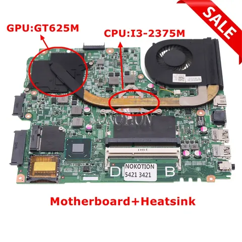 12204-1 DNE40-CR MB 5J8Y4 CN-0THCP7 0THCP7 Scheda principale per Dell Inspiron 2421 3421 Scheda madre del computer portatile I3-2375M CPU GT625M GPU