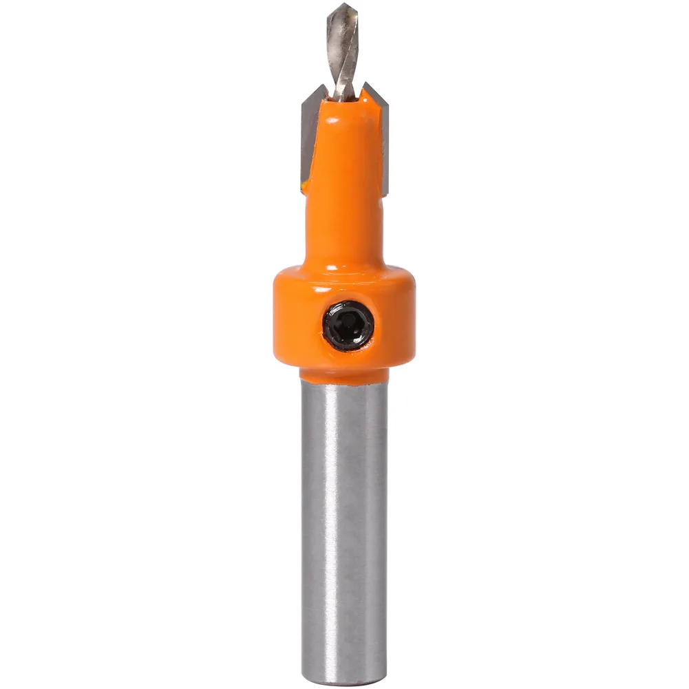 HSS Woodworking Step Drill, Countersink Router Bit Set, Extrator de parafuso, Demolição Remon para Fresa de Madeira, 8mm, 10mm Shank, 7Pcs
