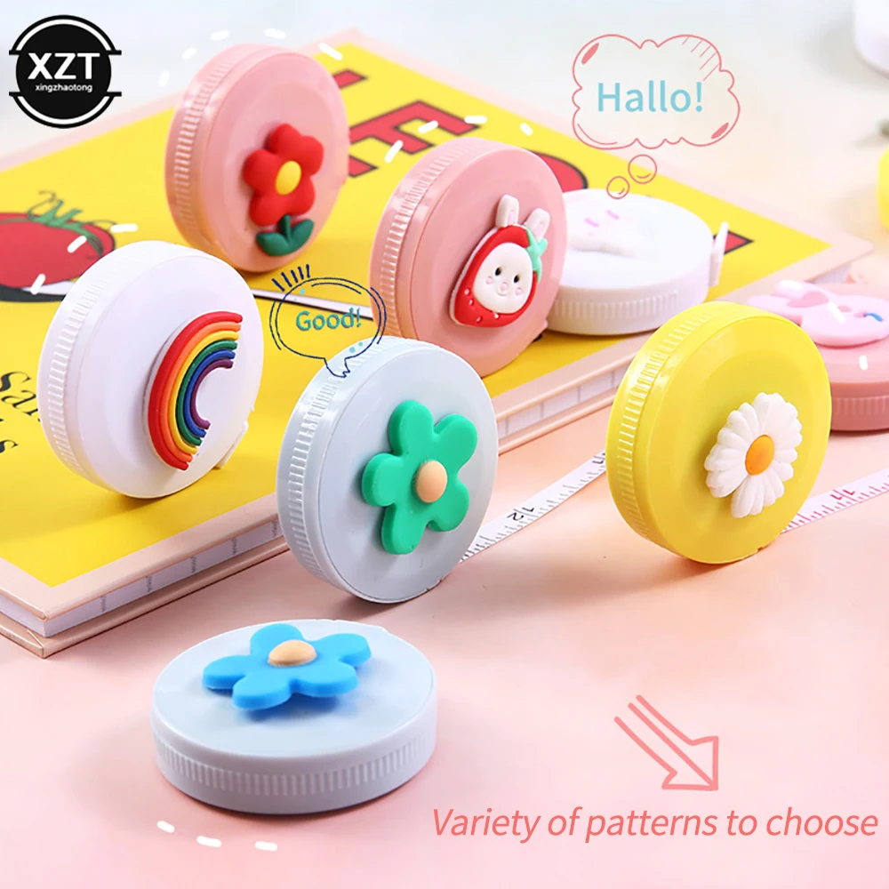 Cartoon Mini Tapeline with Cute Fruits Animals Tape Multi-function Portable Soft Ruler Student Measure Tool Sewing Gadget