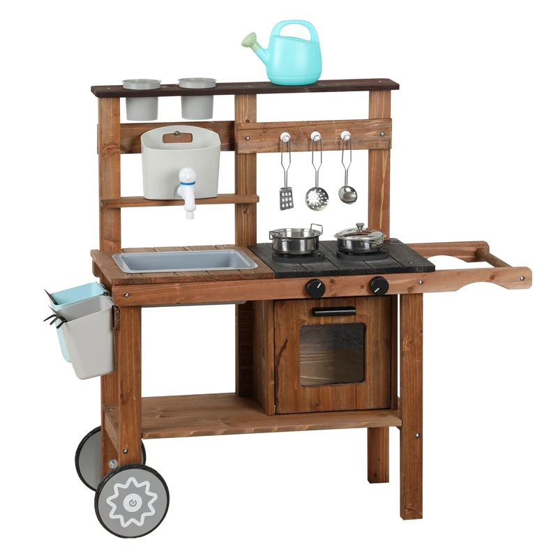 

Children's Play Kitchen Toys Ins Large Wooden Sound and Light Simulation Baby Girl Cooking Kitchen Wholesale Educational Toy