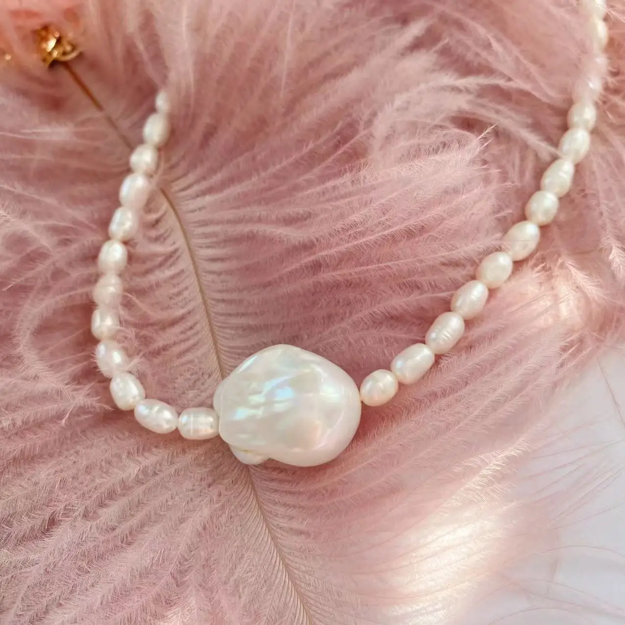 Fashion Natural Baroque Freshwater Pearl Plain Necklace Choker for Women Ladies Christmas Party Gift