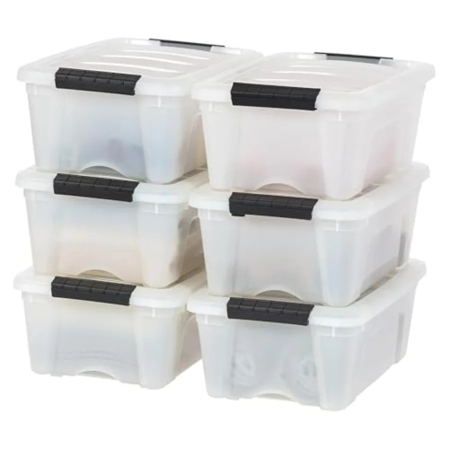 

Plastic Storage Box with Lid and Latches - - BPA-Free, Discreet Organizing Solution, Durable Nestable Stackable Containers, Sec