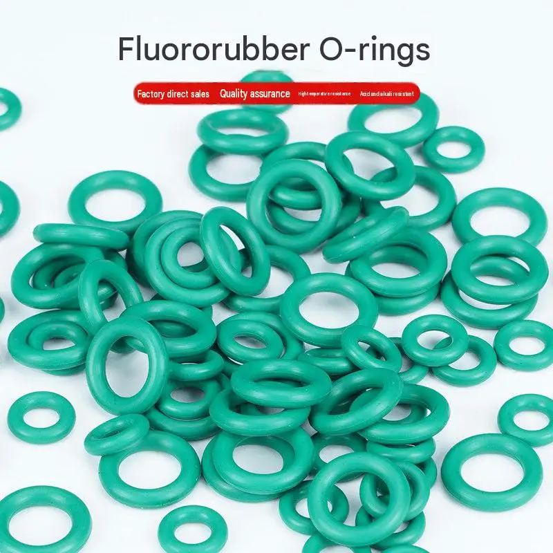 FKM O-Ring Green Fluorine Rubber Seal Ring Corrosion Resistant High Temp Custom Size 1mm 1.2mm 1.5mm Thickness