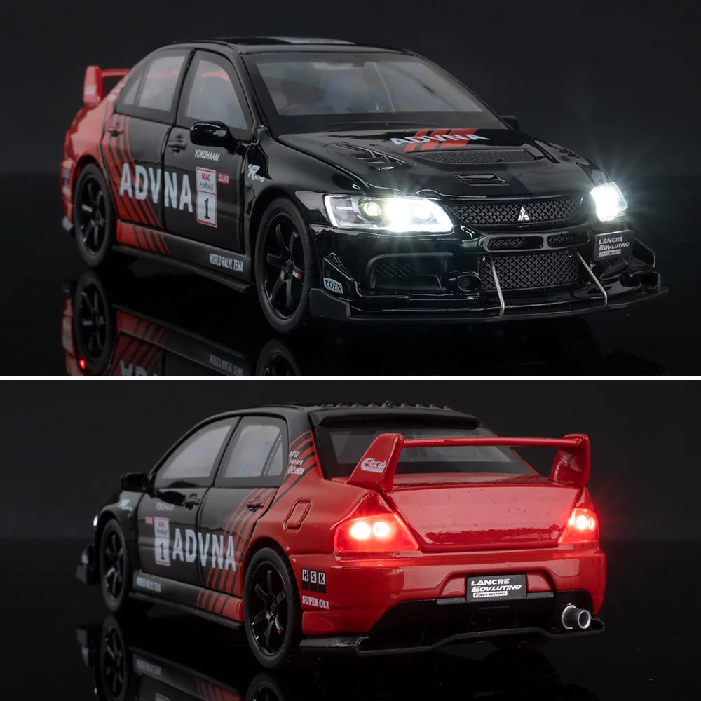 1:32 Lancer Evolution EVO Modello Macchinine In Lega Pressofuso Suono Luce Tirare Indietro Assorbimento Degli Urti Veicoli Giocattolo Regali Per Bambini