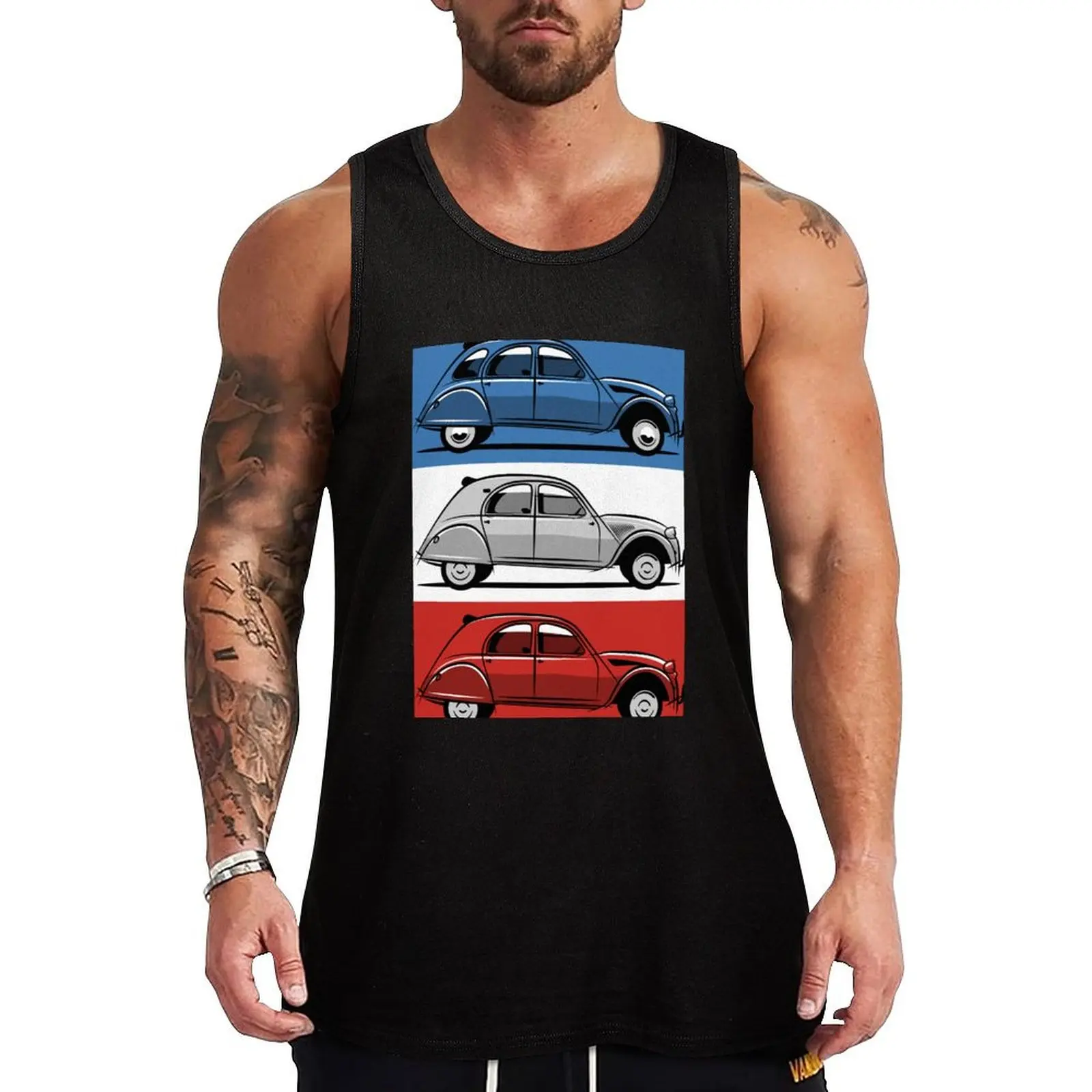 

Citron 2CV red, white and blue Tank Top Gym man Top summer gym accessories men