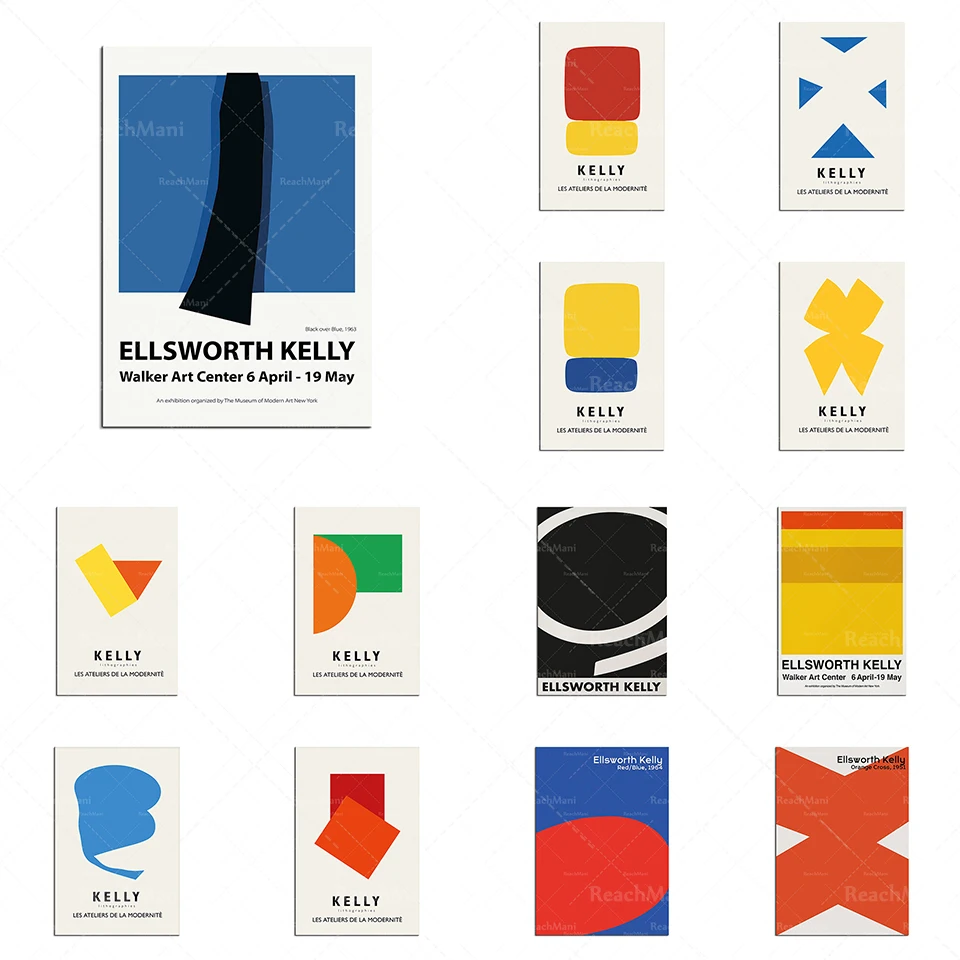 

Ellsworth Kelly - MoMA Exhibition Poster - Mid-Century Minimalist Print Wall Gallery Decor Vintage Poster