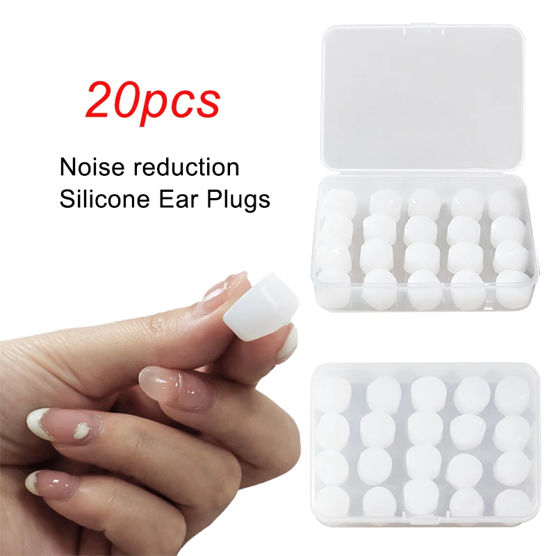 20pcs/set Silicone Earplugs Noise Reduction Improve Sleep Reusable Waterproof Ear Plugs Soft Ear Aids Swimming Traveling Working