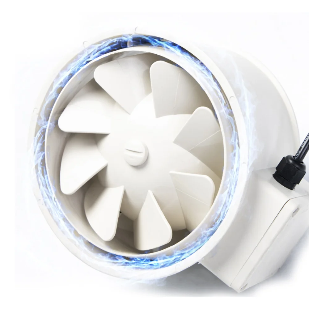 HF-150 Circular Duct Blower Fan Kitchen Powerful Smoke Exhaust Indoor Silent Ventilator Diagonal Flow Booster