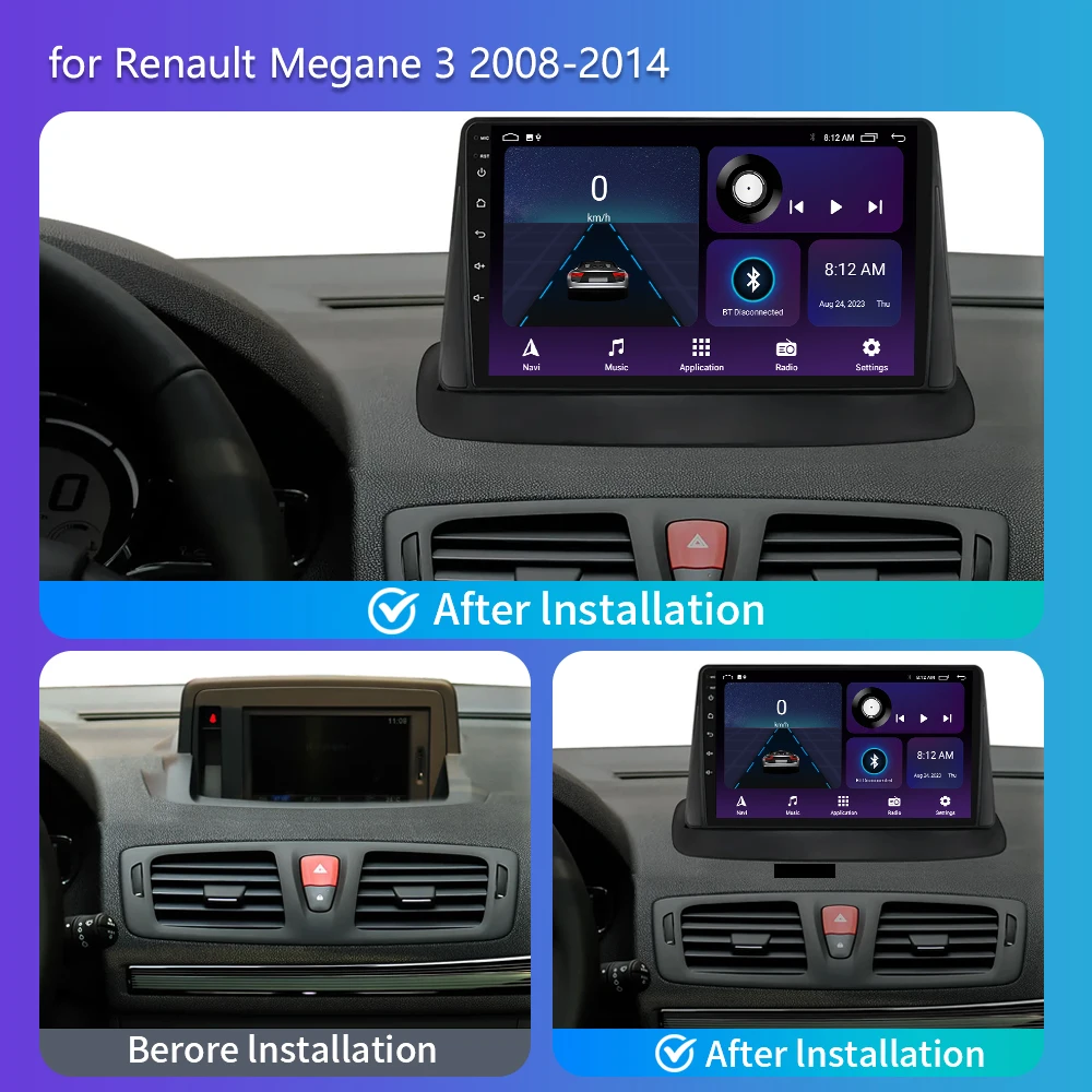 2Din Android13 For Renault Megane 3 Fluence 2008-2014 Car Radio Multimedia Video Player Navigation GPS CarPlay Stereo autoradio