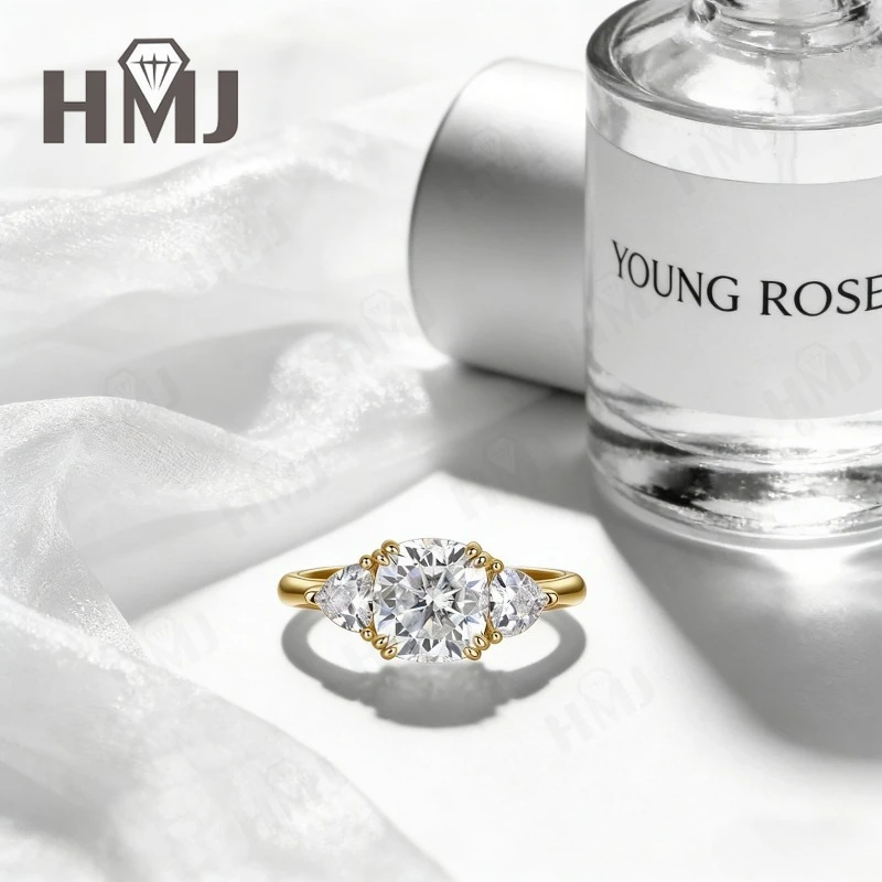S925 Sterling Silver Ring 2.6ct D Color VVS1 Moissanite Cushion Cut Fine Jewelry For Women Anniversary Wedding Band Birthday