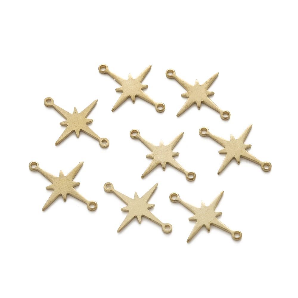 50Pcs Brass Star Charms Links Dangle Earring Connector With 2 Loops for DIY Earrings Bracelet Necklace Jewelry Making Supplies