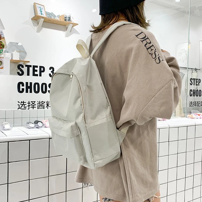 Korean Fashion Solid Rucksack Student Schul Frauen Männer Große Kapazität Reisetasche Mode Rucksack