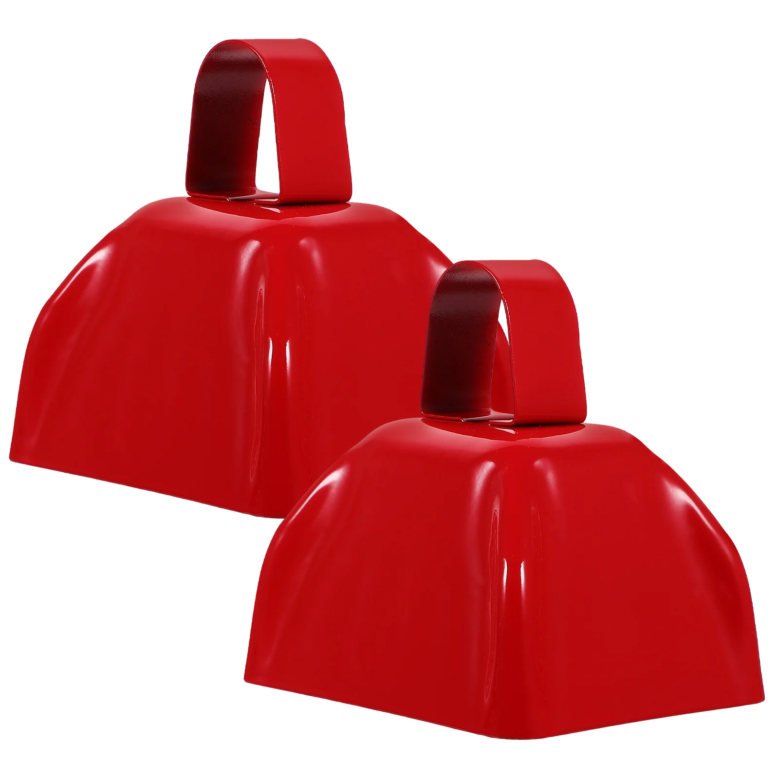 

2 Pcs Ring Chime Square Handle Bell Metal Cow Football Cowbell Cowbells With Sheep Decorations Red