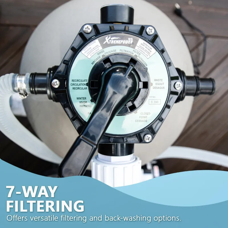 XtremepowerUS 19-calowy filtr piaskowy z pompą basenową 1,5 KM 4500 GPH powyżej ziemi System środków basenowych, szary