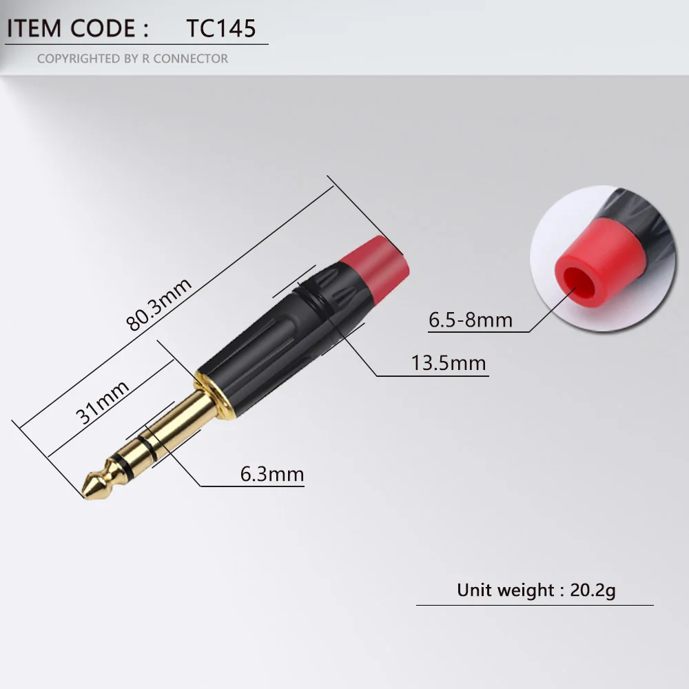 2PCS Stereo 6.35MM Jack 6.3MM Male Plug Soldering Wire Connector 1/4 Inch Stereo Microphone Plug Jack Connector