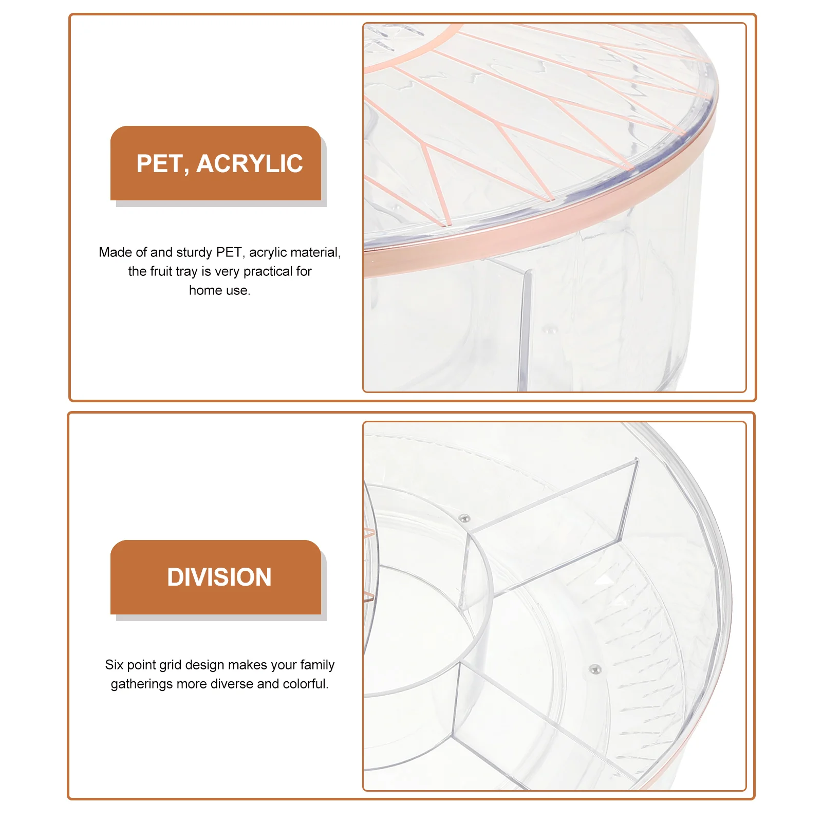 

Fruit Dish C Multi purpose Plates Transparent Acrylic Nuts Snack Tray Divided Serving Dry Trays Storage Reusable Easy