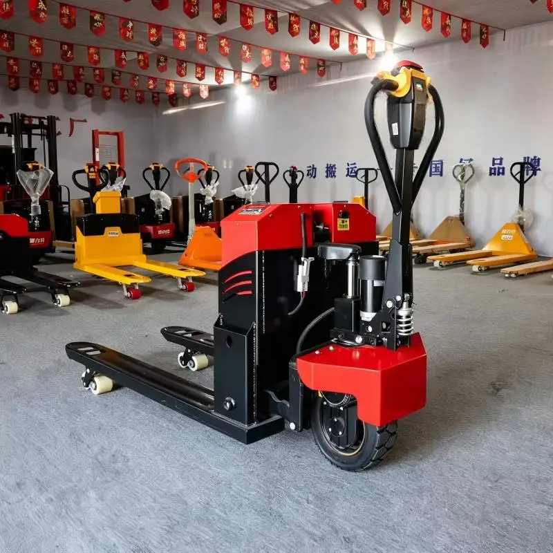 AliExpress Choice 2000kg Electric Walk Pallet Truck Lithium Powered Electric Pallet Trolley Warehouse Cargo Transport Forklift