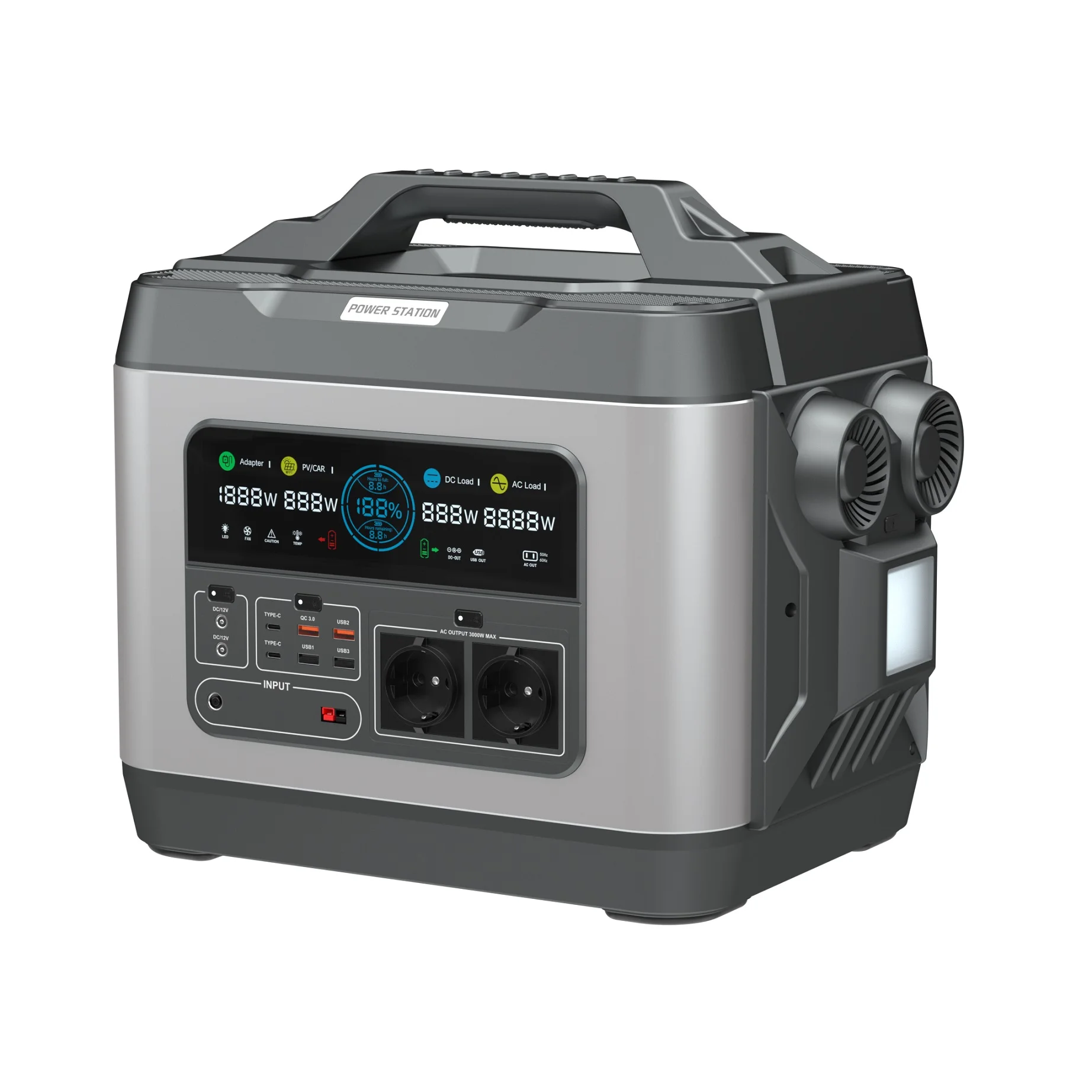 High Quality Portable Power Station With Solar Panels 3KW/3000W Solar Generator External Battery Power Station Flashlight MPPT