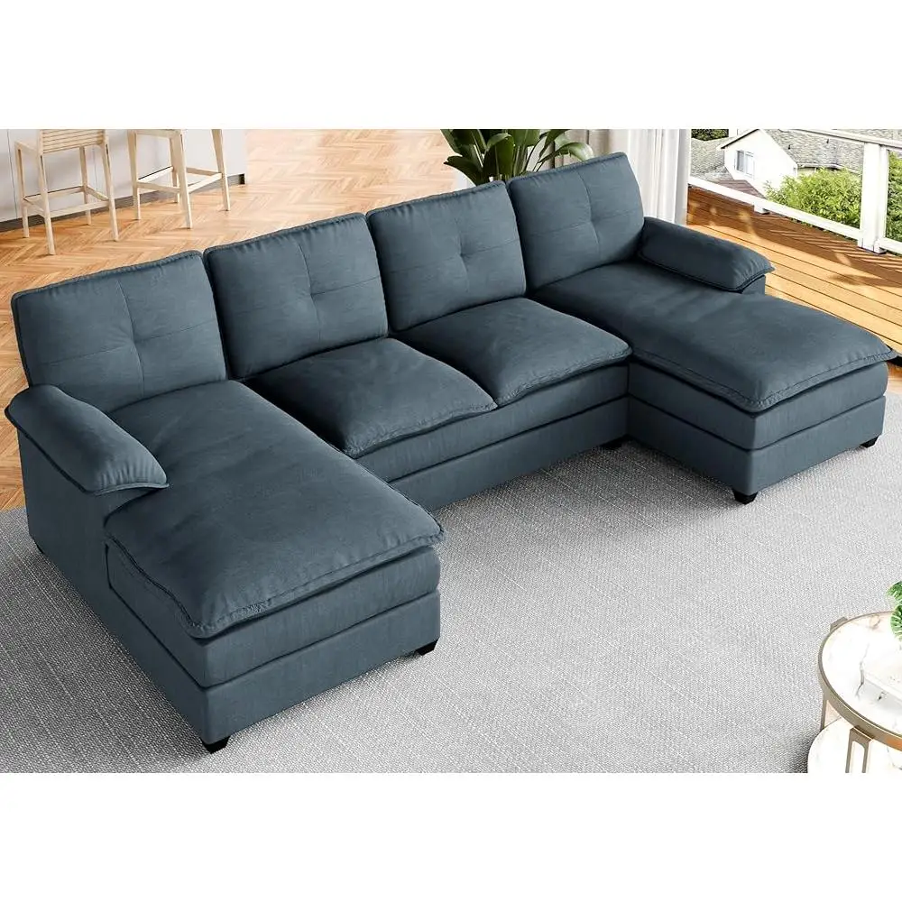 U Shaped Sectional Couch Comfortable Large Sofa 4 Seat Recliner Wide Chaise Lounge Easy Assembly Living Room Furniture