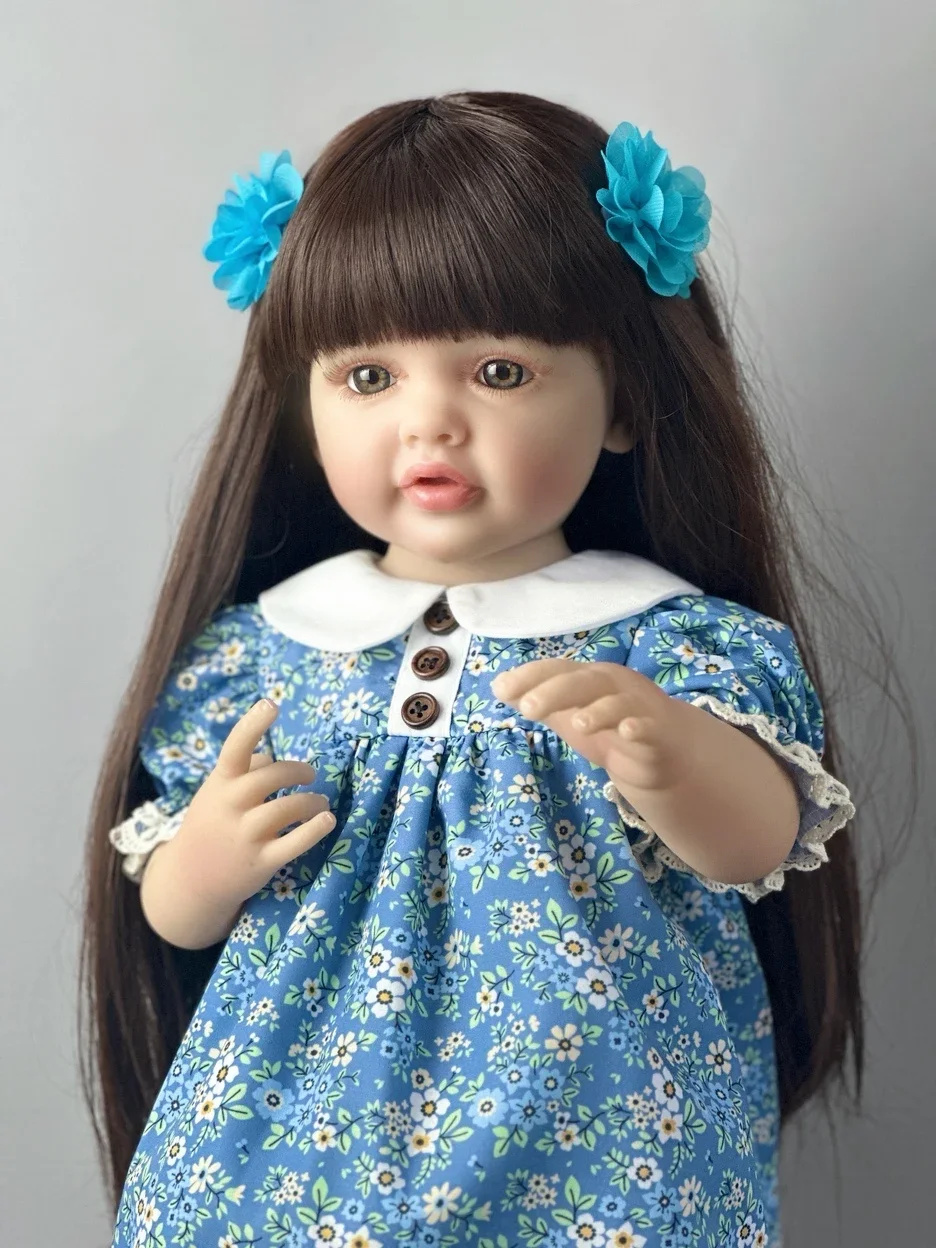BZDOLL 55 CM Soft Full Silicone Reborn Baby Girl Doll Toy Lifelike 22 Inch Princess Toddler Art Bebe Birthday Gifts for Child