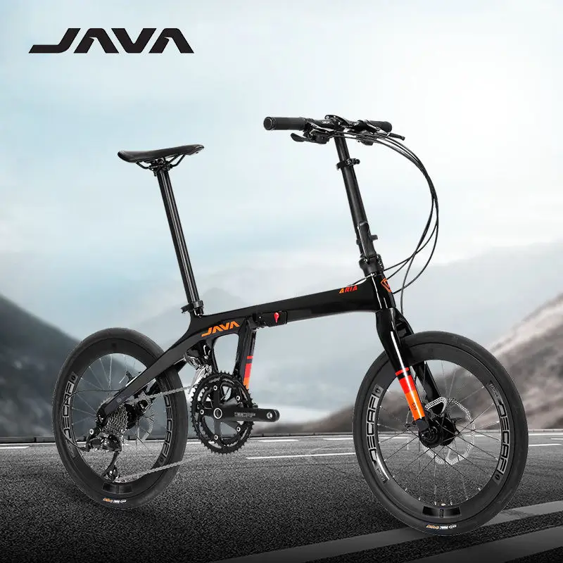 JAVA ARIA-bicicleta plegable de fibra de carbono, bici con freno de disco hidráulico, 18 velocidades, 20 pulgadas, 406