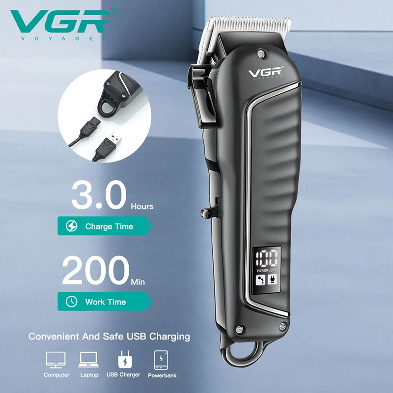 VGR V-683 Hair Cutting Machine Electric Trimmer Professional Powerful Cordless Rechargeable Barber Hair Clipper For Salon Barber