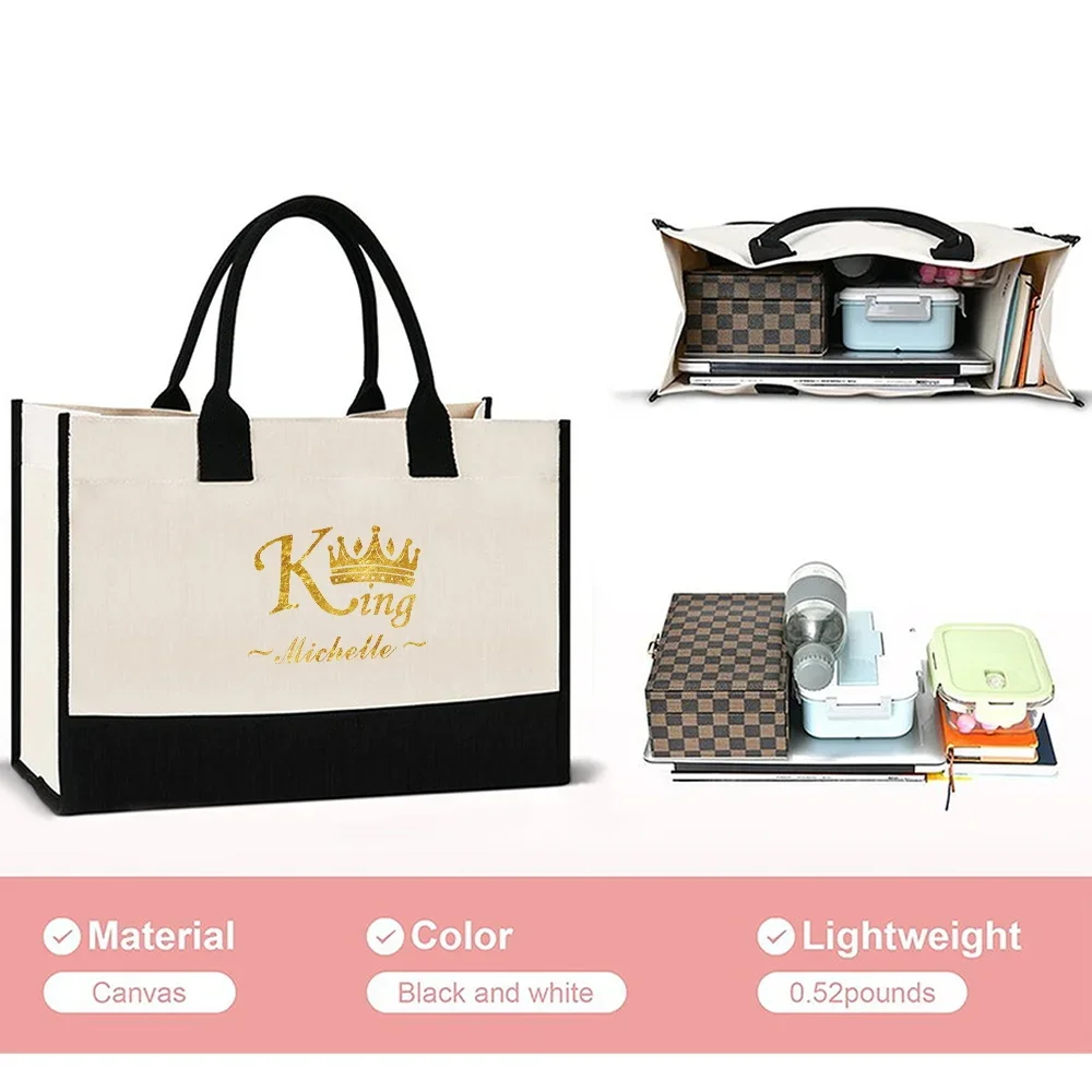 Customized Name Reusable Shopping Bag Leisure Beach Bag Large Capacity Grocery Bag Customized Product