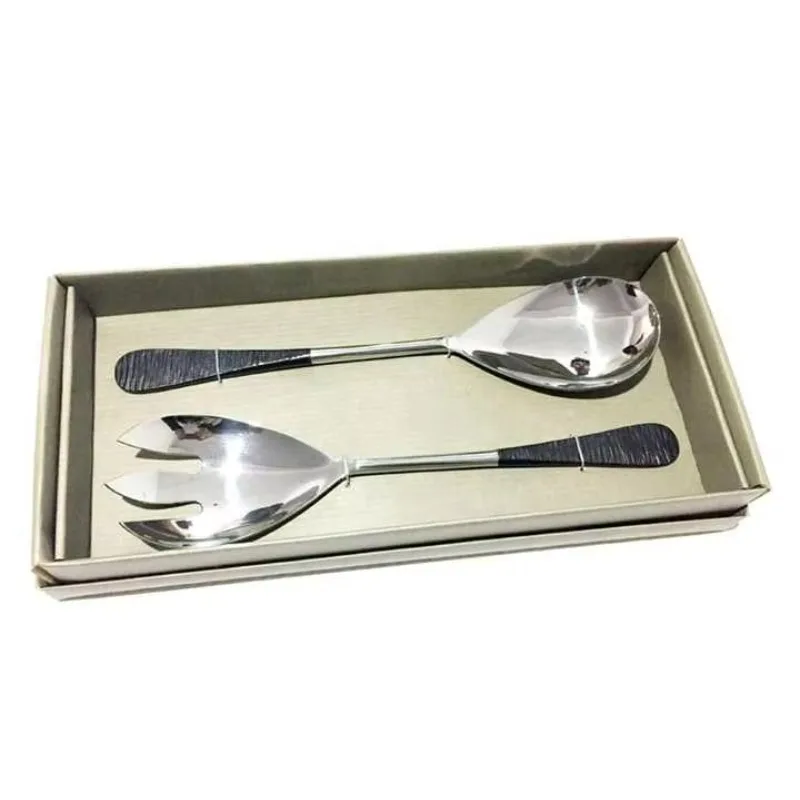 

Stainless Steel Salad Tools Manual Manual Salad Server Set Reusable Premium Food Safe Steel Cutlery