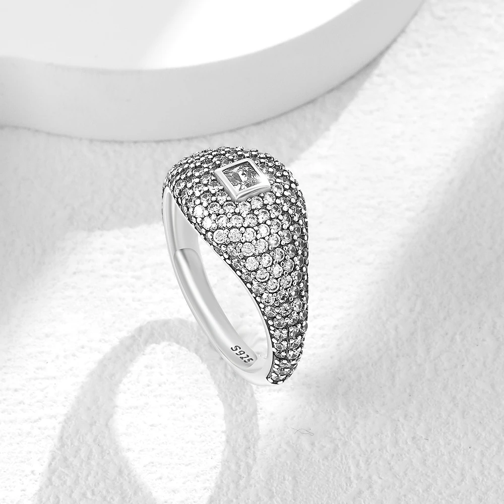 Cincin Perak 925 Baru Zirkon Bentuk Persegi Hati Ganda Untuk Wanita Ibu Perak Asli 925 Cincin Pernikahan Hari Valentine Perhiasan Hadiah