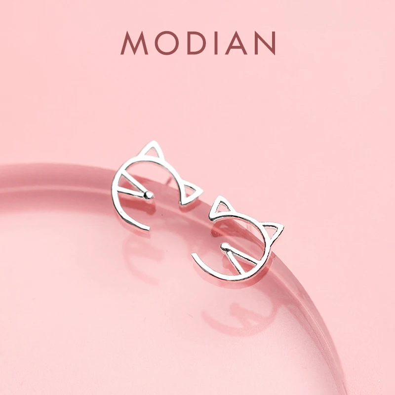 

Modian с изображением кошек, серьги со шпилькой, для женщин, для девочек с милым дизайном 925 стерлингового серебра в Корейском стиле, модное ювелирное изделие, серьги-гвоздики