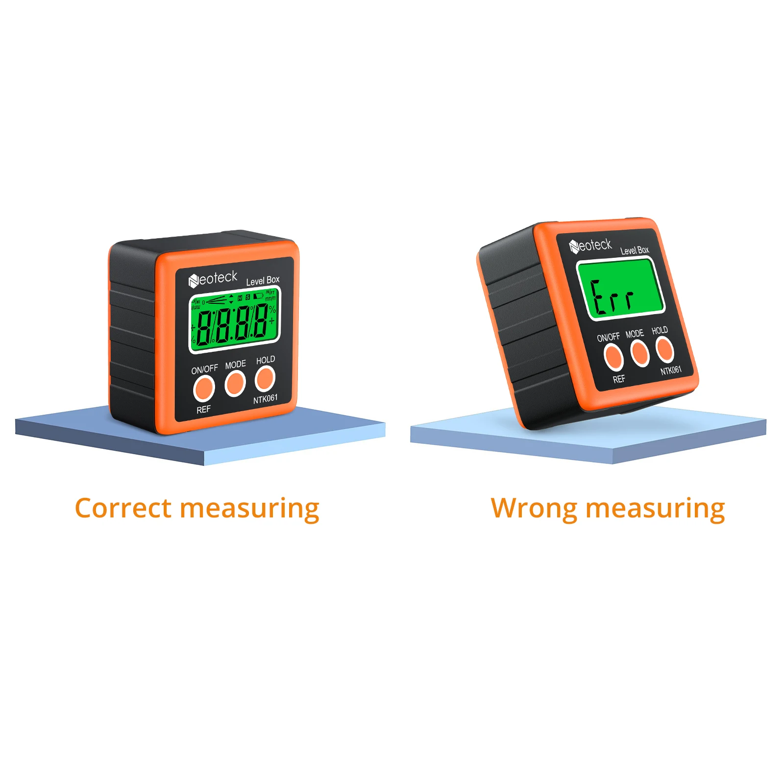 Neoteck Orange Aluminum Angle Finder Digital Protractor Inclinometer Electronic Level Box Magnetic Base Measuring Tools