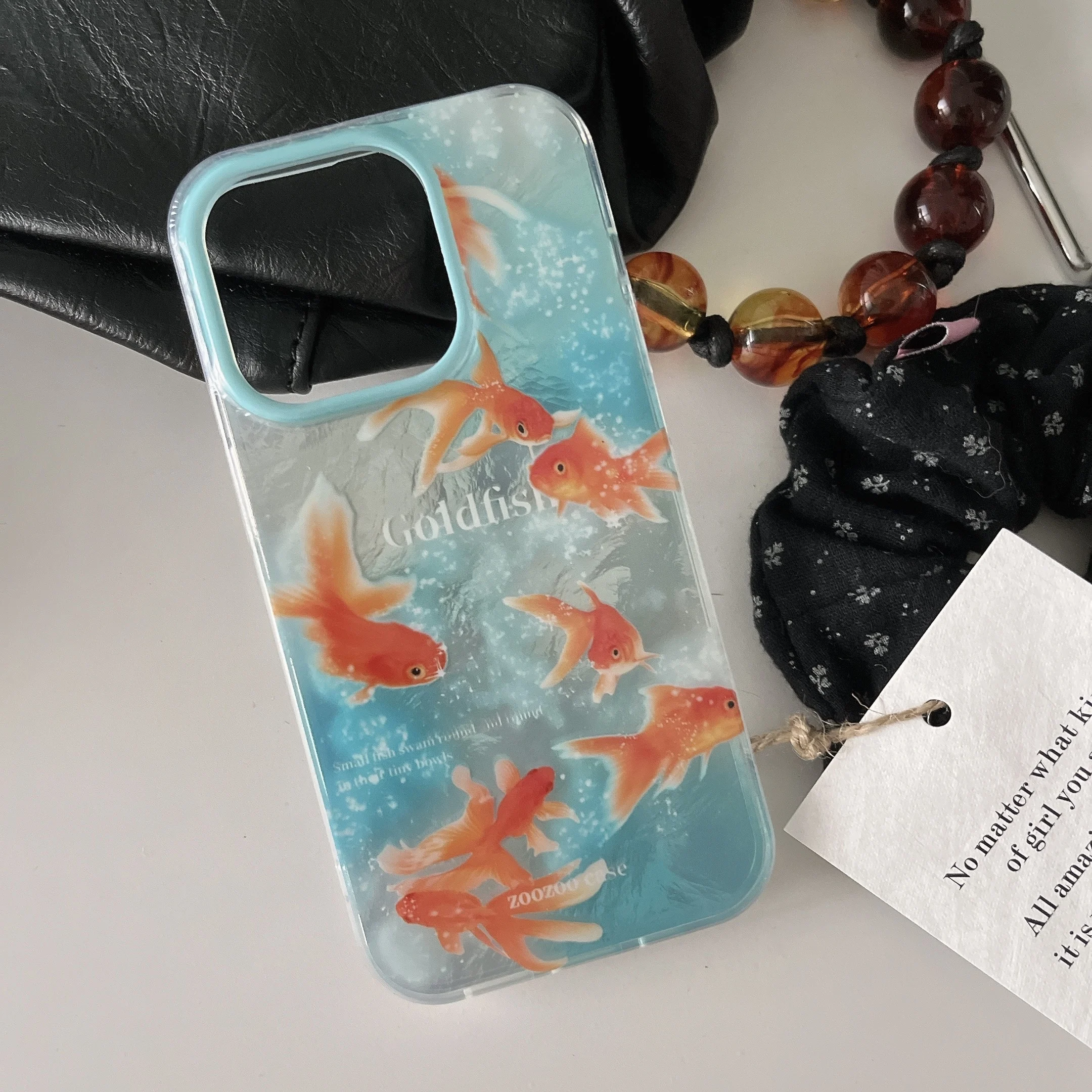 Auspicious INS Ripple Texture Lucky Goldfish High-quality Case for iPhone 16 15 14 13 11 Pro Max Plus Back Cover for 12 Pro Max