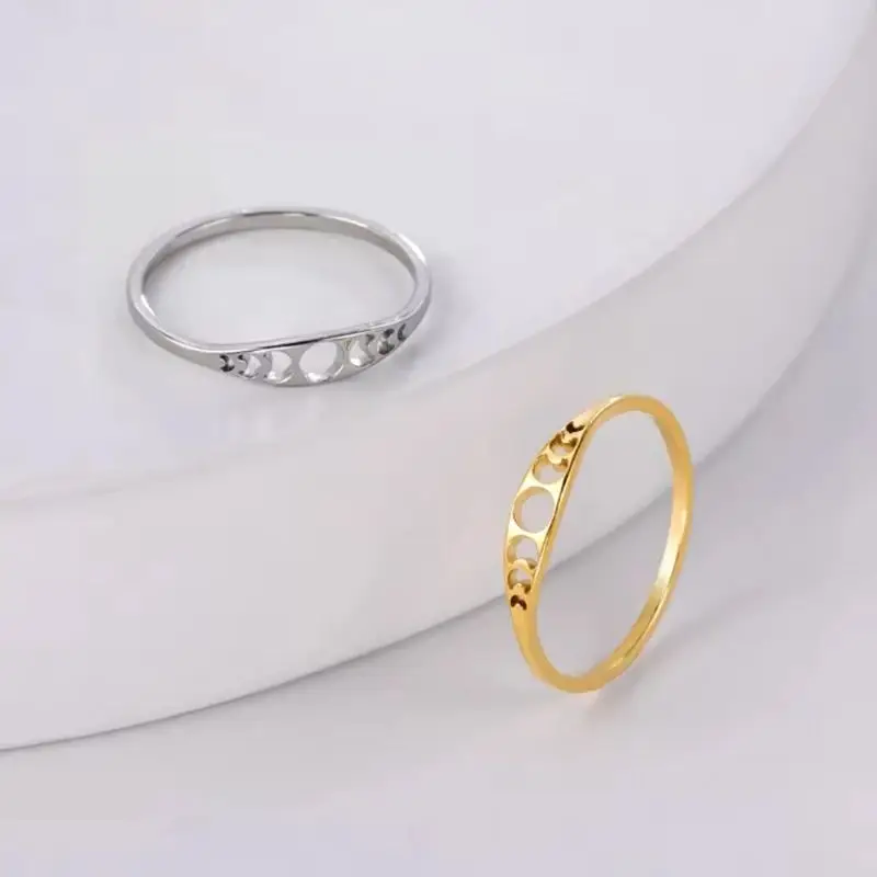 Minimalist Skyrim Moon Phase Ring Stainless Steel Moon Women Rings Amulet Fashion Jewelry Gift For Lover Friends Wholesale