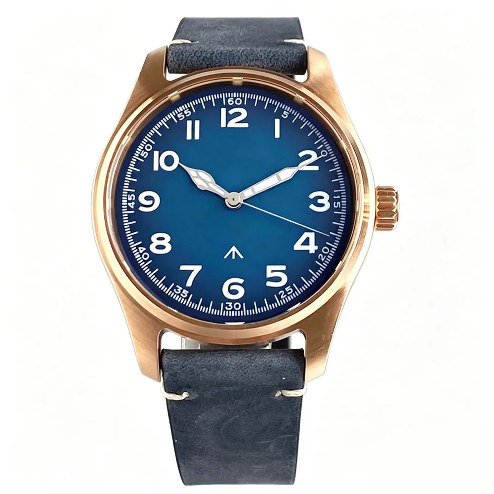 Tandorio 39mm New Solid Full Cusn8 Bronze VH31 Quartz Men Watches Sapphire Glass Sweep Second Pilot Watch Diver 20ATM Luminous