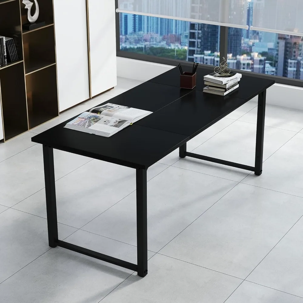 

6FT Conference Table, 71" L x 32" W x 30" H Long Rectangle Meeting Table, Modern Seminar Table with Super Sturdy Metal Frame fo