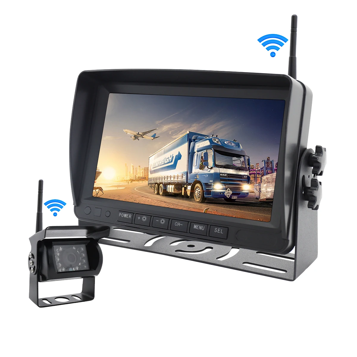 YWX  9'' AHD Digital Wireless Car Rear View Camera Kit Reversing Aid Night Vision IPS for Truck Bus 12V-24V BSD Loop Recording