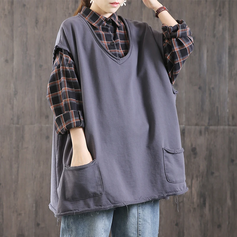 

Женский свитер больших размеров, жилет, новый весенний жилет с v-образным вырезом и потертым краем, двойной тюжет средней длины, удобный для поездок на работу, C...