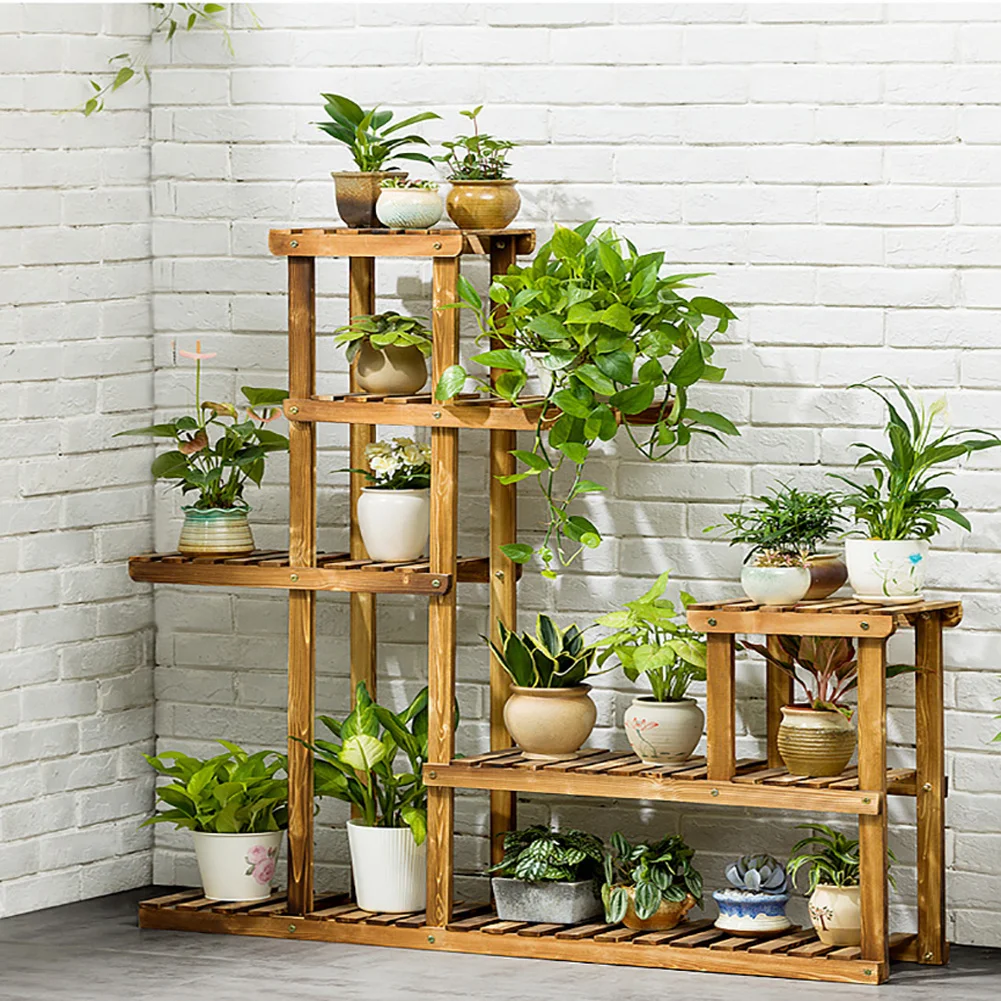 5 Tier Garden Wood Plant Stand Display Shelf