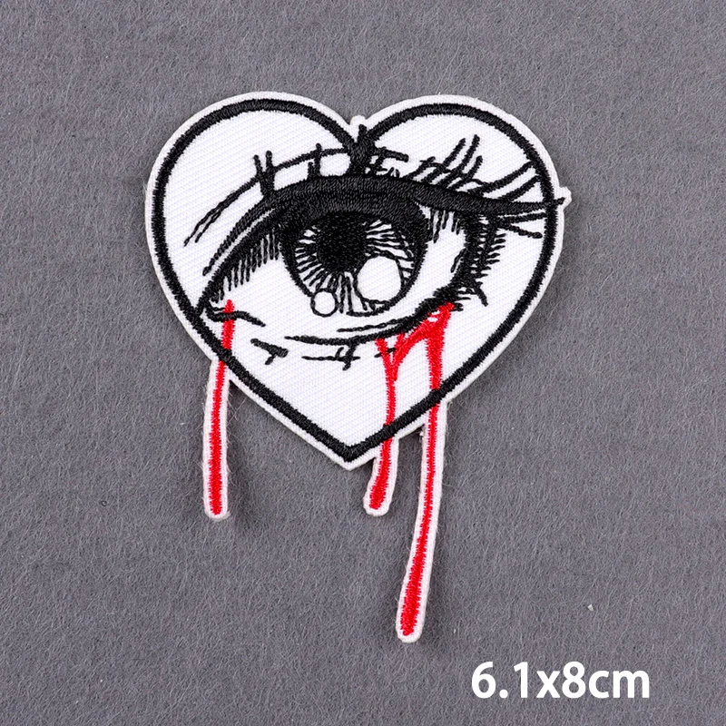 Eye With Tears Iron On Patches For Clothing thermoadhesive patches On Clothes Stay Weird Embroidery Patches With Uniquin Design