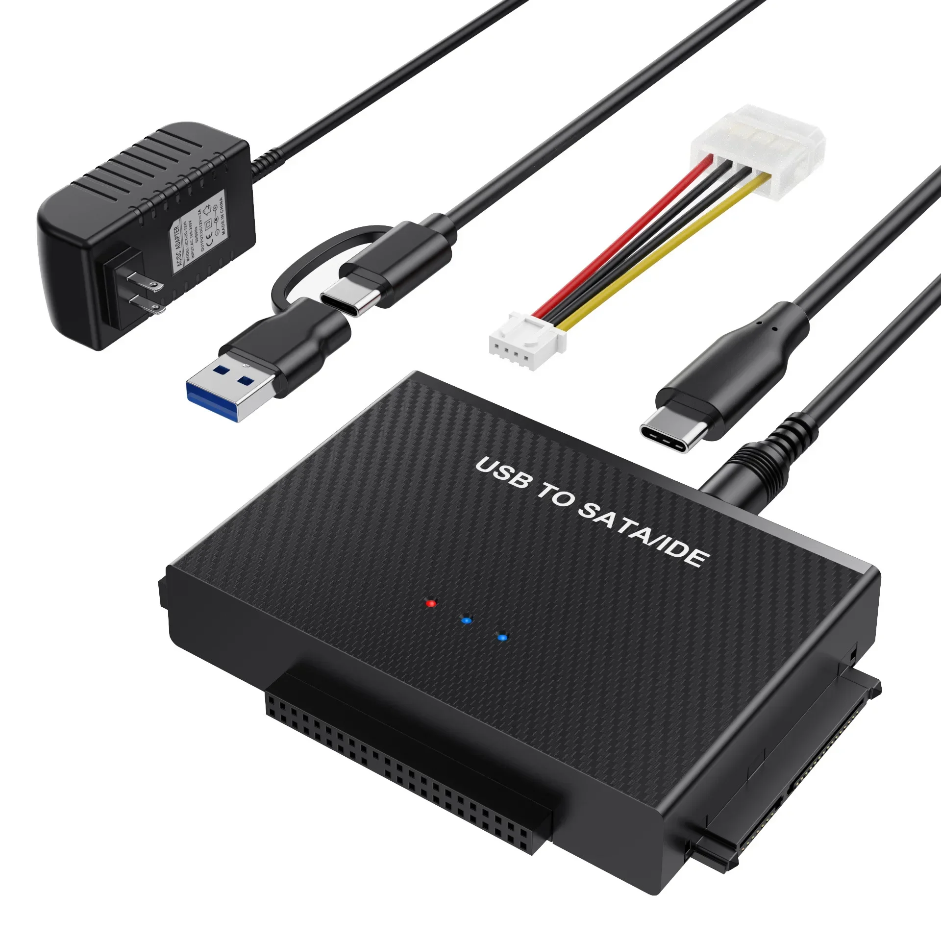 

Адаптер USB 3.2 и IDE, адаптер жесткого диска SATA USB для 2,5-дюймового и 3,5-дюймового жесткого диска SATA и жесткого диска IDE, вилка стандарта ЕС/Австралии/Великобритании/США