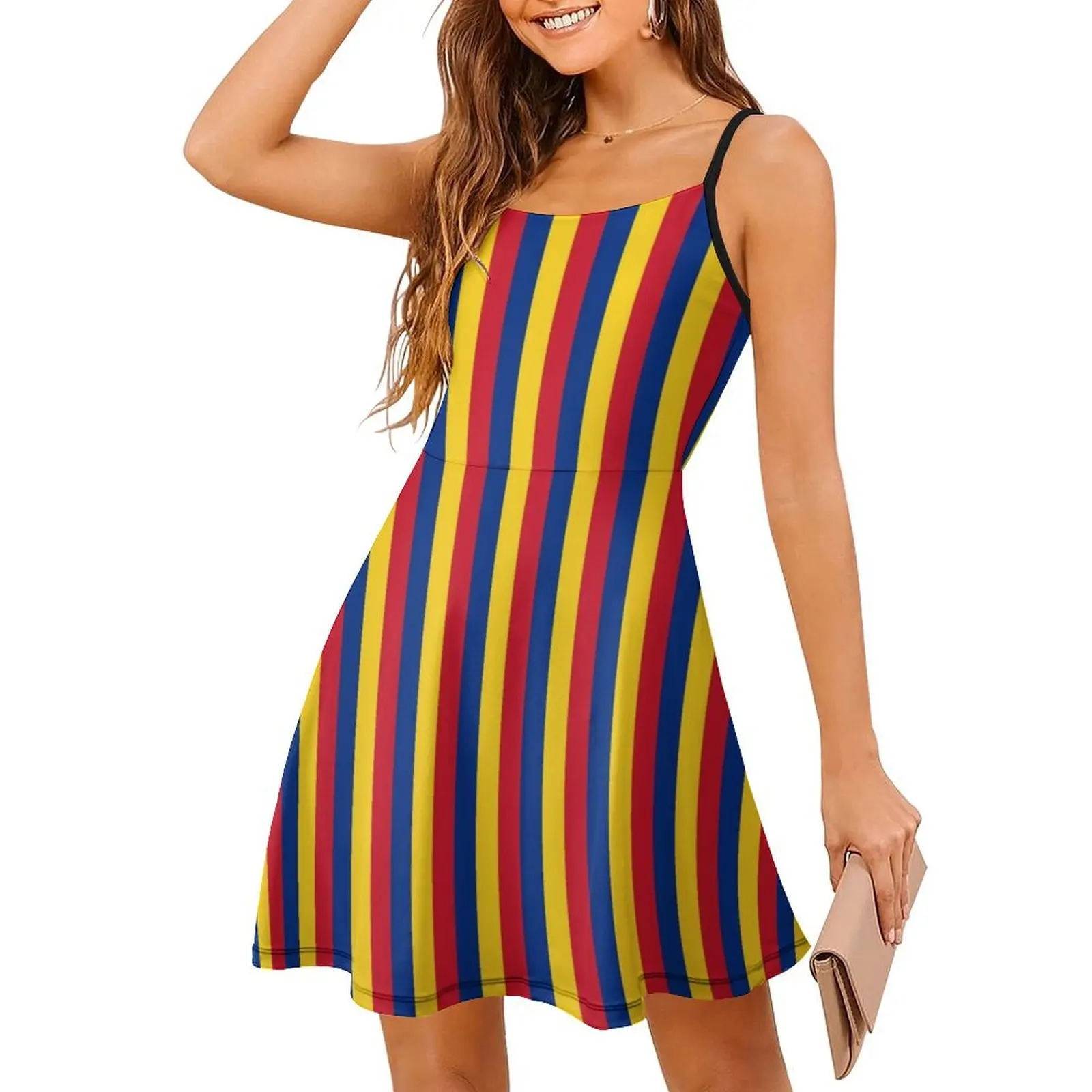 Roemenië Vlag Geschenken Maskers Stickers & Producten Vintage Boheemse Jurk Bladerdeeg Mouw of Mouwloze Opties Voor Vrouwen Jurk Drapelul