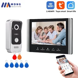 7 Inch Tuya Smart WIFI Video Intercom Interphone Doorbell Camera RFID Card Unlock Video Door Entry System for Home Apartment