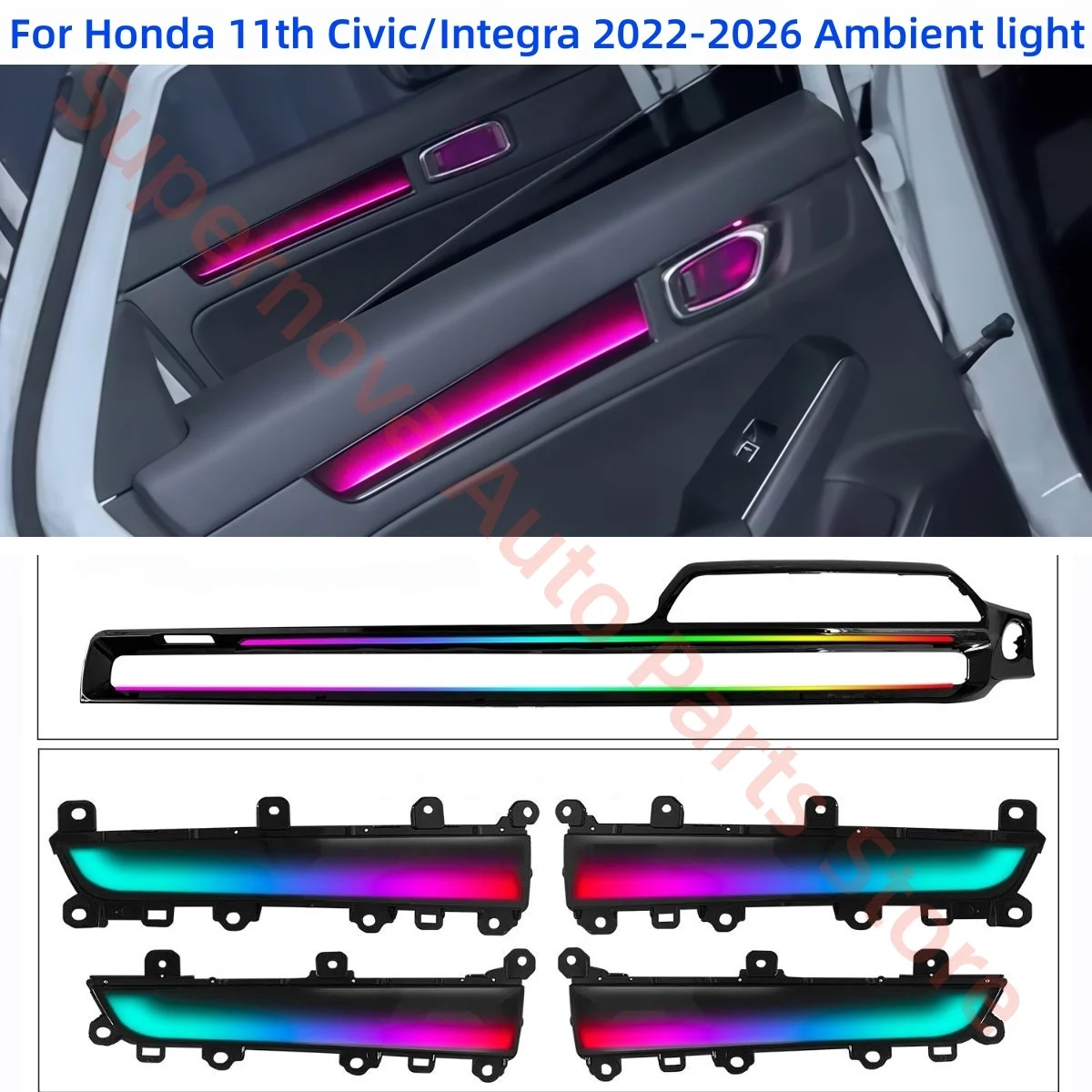 For Honda 11th generation Civic Integra 2022-2026 Ambient light car interior lighting upgrade Decorative strip Atmosphere lamp