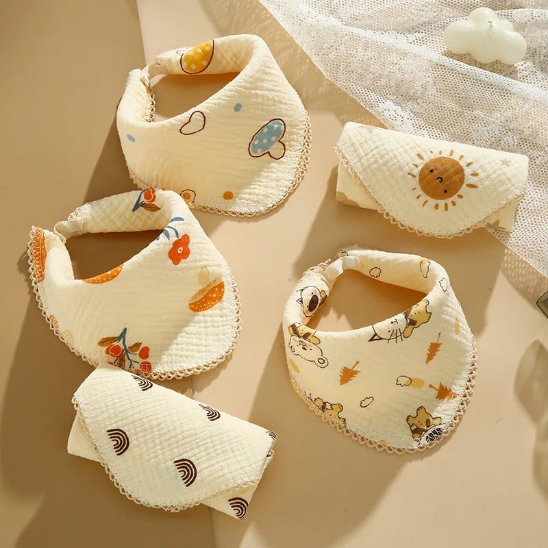 1pcs Pure Cotton Square Towel Newborn Baby Towel Dual-use Baby Bibs Children\'s Handkerchief Triangle Feeding