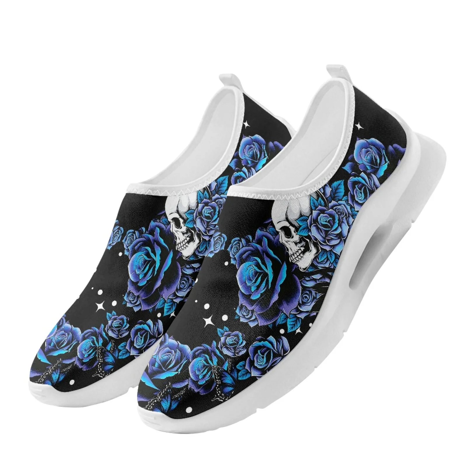 PENSTROLL Rose Skull Casual Shoes Nurse Shoes for Women Lightweight Breathable Low-top Fashion Sneakers - view 5
