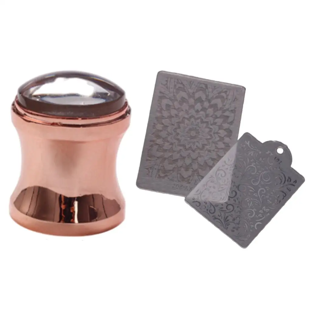 Nail Art Stamper Kit with Metal Scraper Silicone Stamping Tool Reusable Transfer Manicure Plates for Lady DIY Beauty Supplies