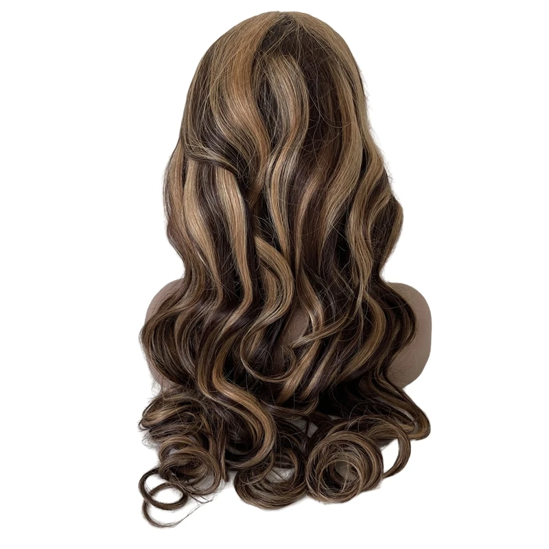 30 inches Long Burmese Virgin HumanHair Ombre Piano Color T#4/27 P #4 180% Density Loose Wave 13x4 Frontal LaceWigforBlack Women