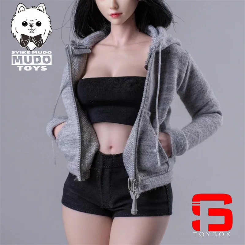 W magazynie CTC-006 1/6 kobiecy zamek błyskawiczny bluza z kapturem kurtka płaszcz topy ubrania Model fit 12 ''żołnierz figurka ciała lalki