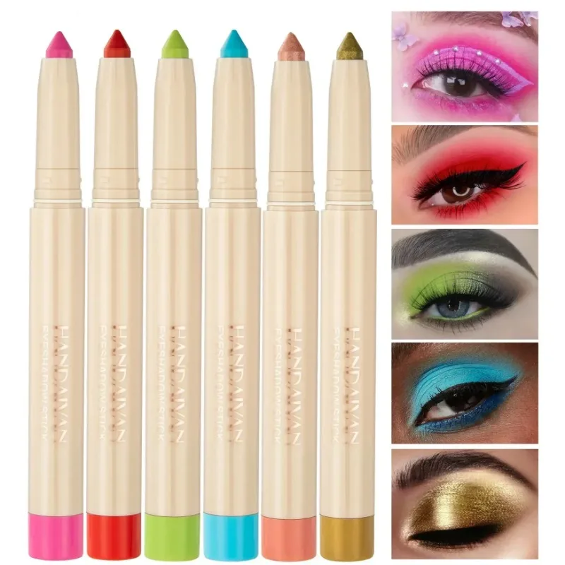 Women Fashion Colored Waterproof Pen Long-lasting Eye Liner Pencil Pigment Blue Brown Eyeliner Eyeshadow Stick Makeup Tools