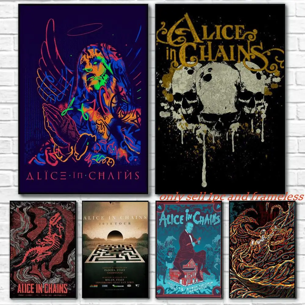 Music Alice In Chains Band Poster Art painting with prints Home bedroom bar Outdoor places living room decoration gift